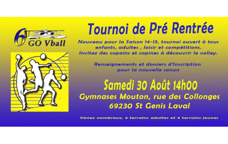 Tournoi de Pré-Rentrée Saison 2014-2015
